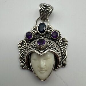 Sterling silver goddess vintage pendant.